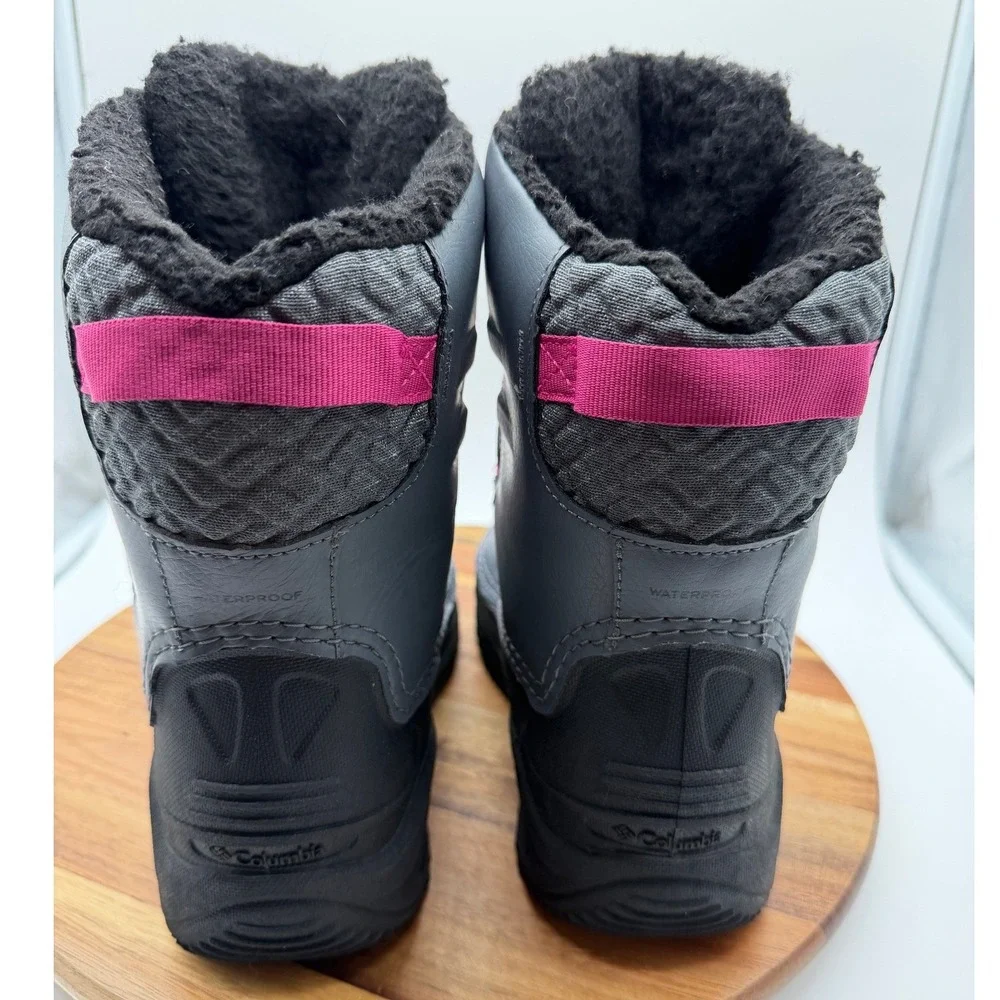 Columbia Youth Size 5 Rope Tow Kruser 2 Waterproof Winter Boots Grey Pink 0771